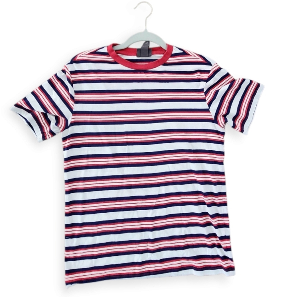 Mens Striped Tee - Red, Blue, White